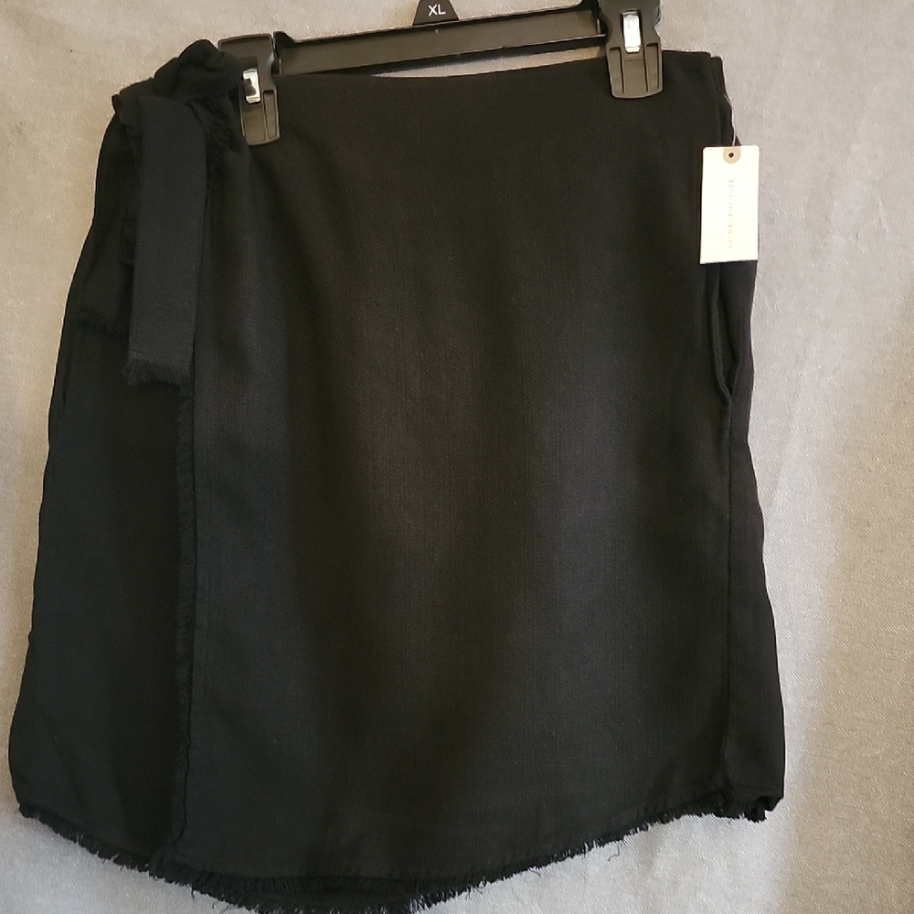 Anthropologie Black Asymmetrical Wrap Mini Skirt